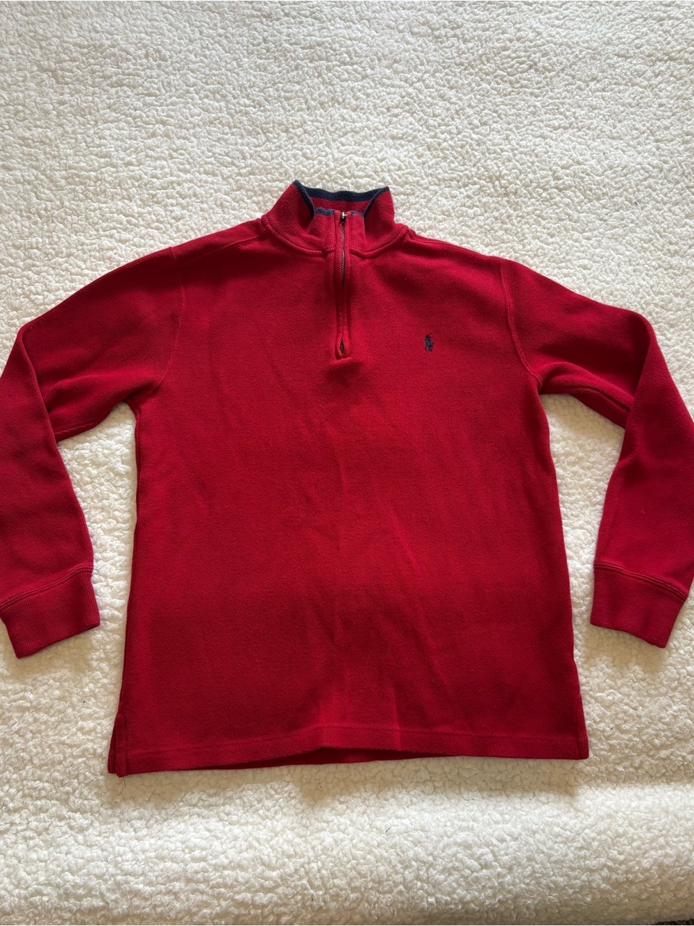 Polo Ralph Lauren Big Kid Red Knit Quarter Zip Sweater